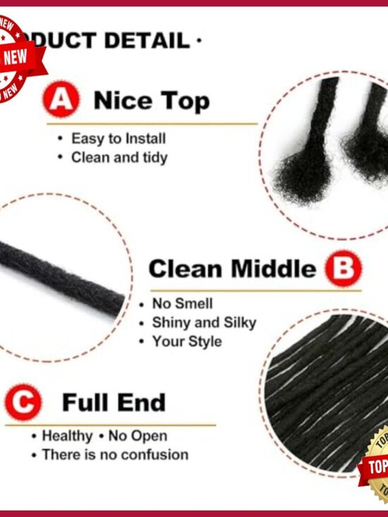 10 Inch Human Hair Micro Loc Extensions, 60 Strands Permanent Dreadlocks main image 5